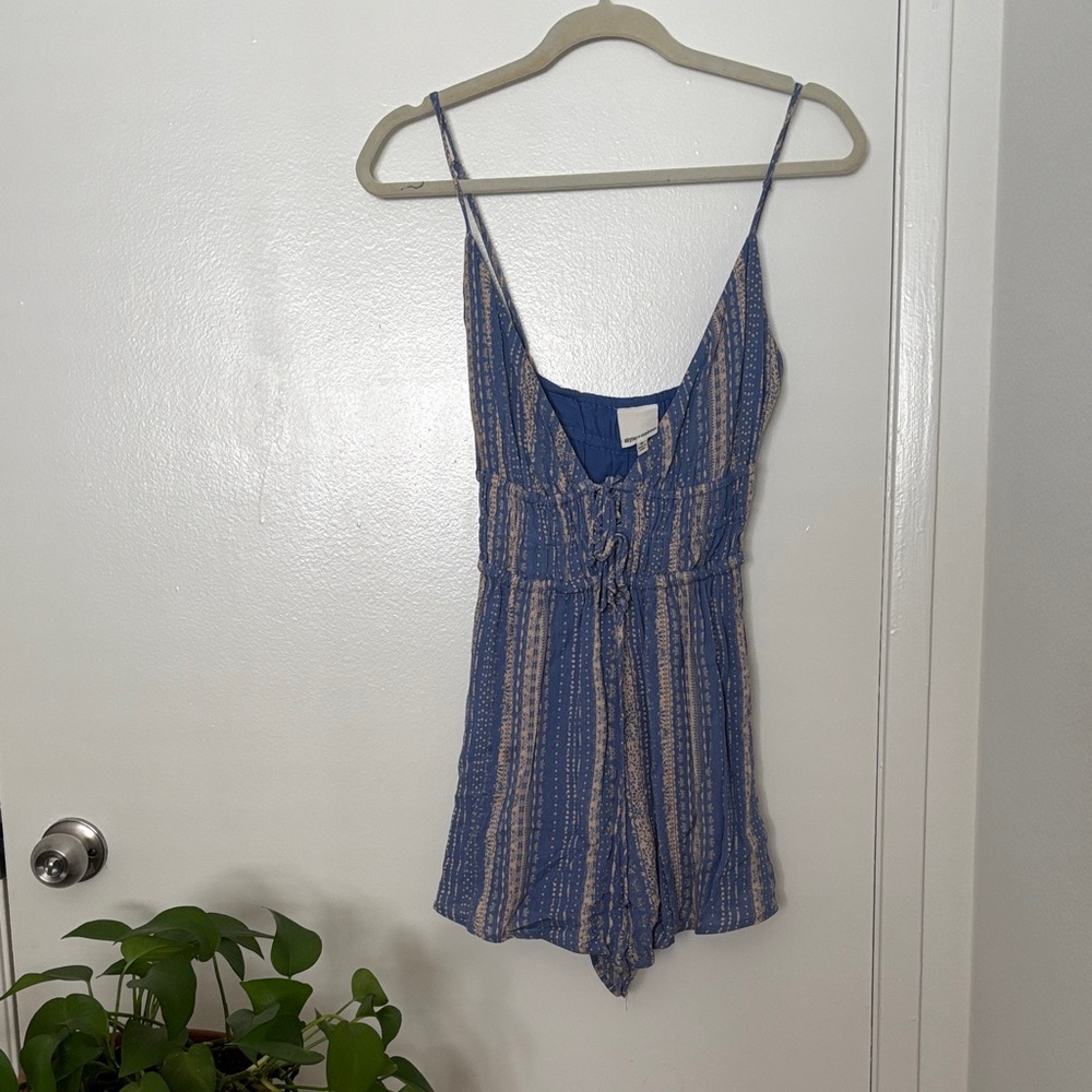 Skylar + Madison Blue and Cream Striped Kids One-Piece Romper